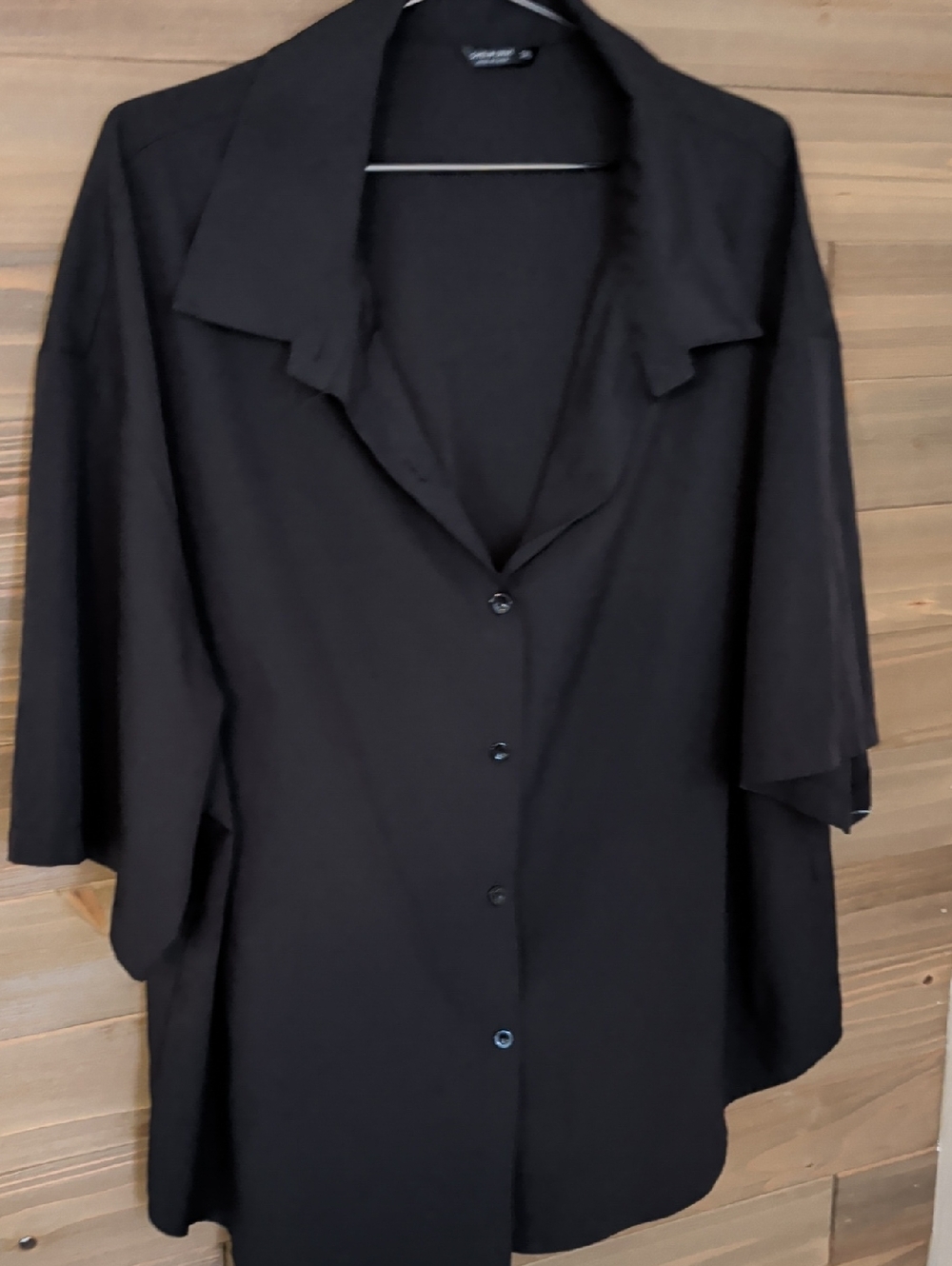 Shein Black Button-Front Women’s Top - Classic Collar.  3XL